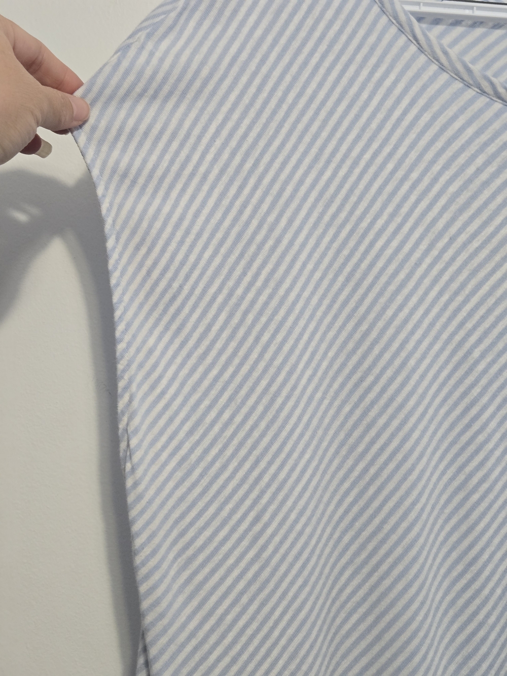 J. Jill 3X Blue White Stripe Tie Front Top Plus Size Short Sleeve - Picture 4 of 6